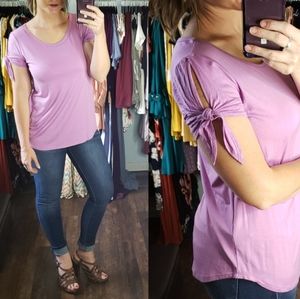 Lilac top with knot sleeve detail